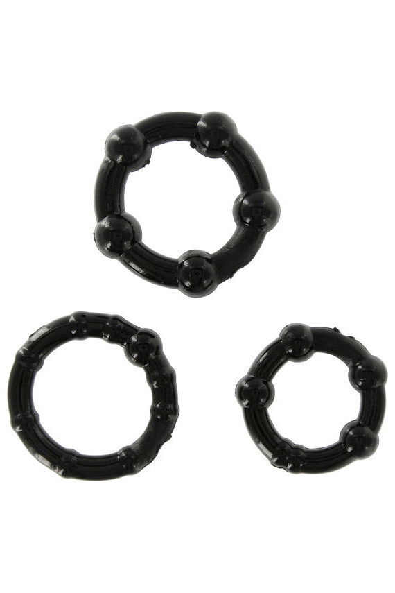 SEVEN CREATIONS - SET DI TRE ANELLI PER PENE NERI