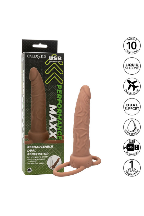 CALEXOTICS - PERFORMANCE MAXX RICARICABILE DOPPIO PENETRATORE MARRONE PELLE