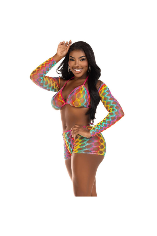 LEG AVENUE - SET TRE PEZZI MULTICOLORE