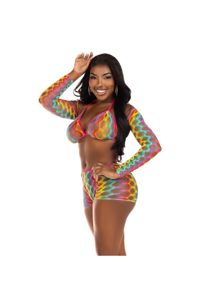 LEG AVENUE - SET TRE PEZZI MULTICOLORE