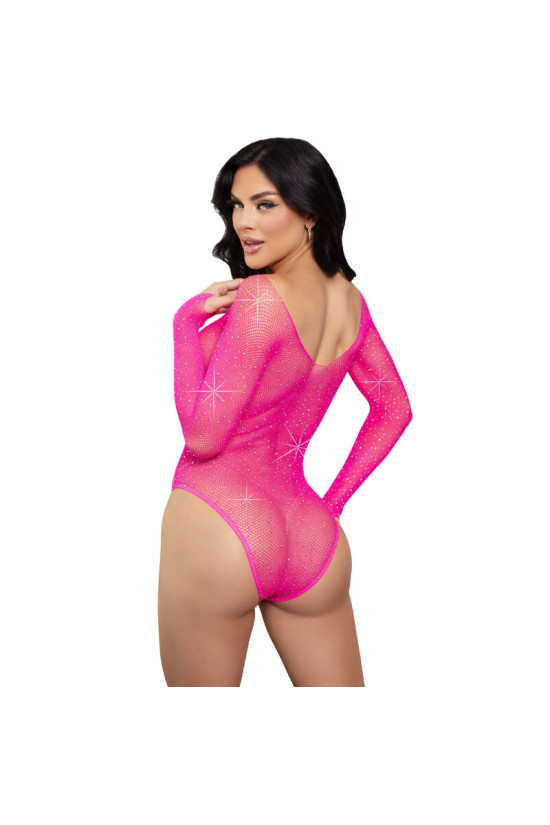 LEG AVENUE - BODY MANICA LUNGA CRISTALLIZZATO FUCSIA