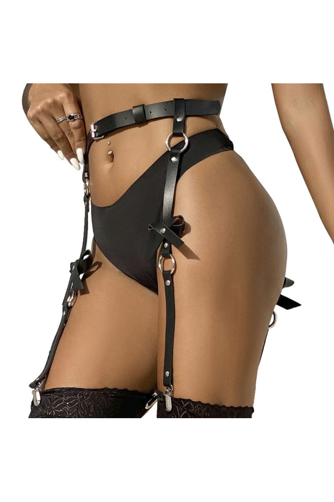 SUBBLIME - CATENA IN PELLE PER GAMBE NERA TAGLIA UNICA