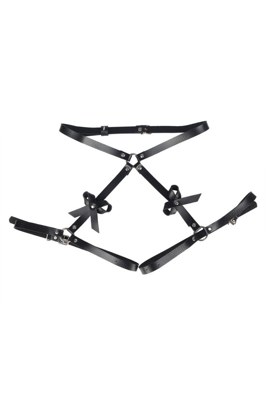 SUBBLIME - PETTORINA IN VITA E GAMBE IN PELLE NERA TAGLIA UNICA