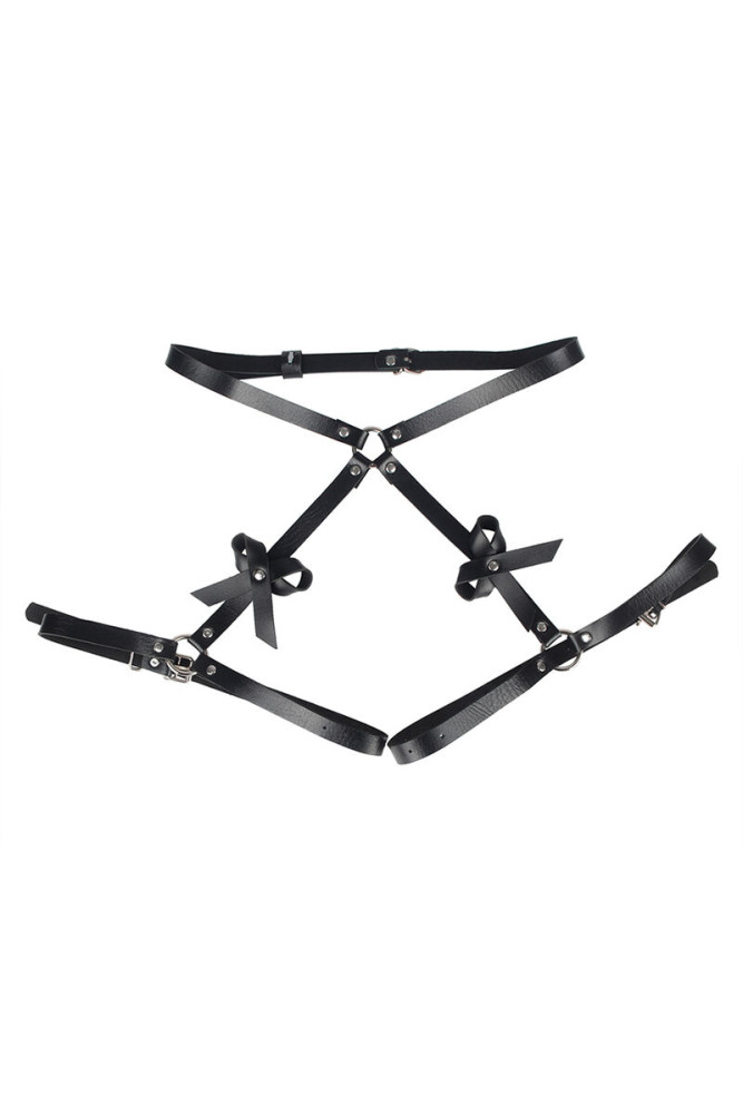 SUBBLIME - PETTORINA IN VITA E GAMBE IN PELLE NERA TAGLIA UNICA