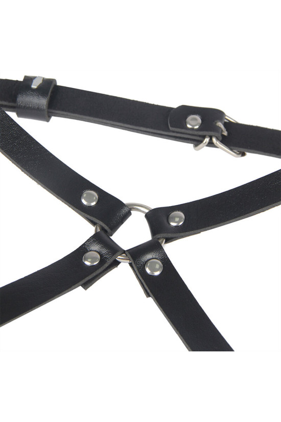 SUBBLIME - PETTORINA IN VITA E GAMBE IN PELLE NERA TAGLIA UNICA