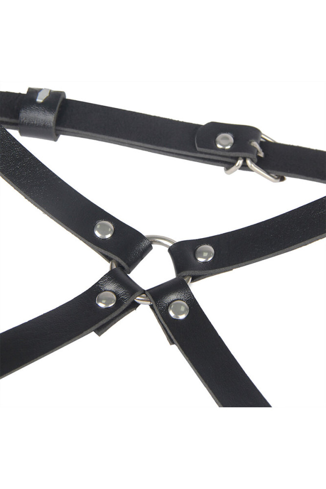 SUBBLIME - PETTORINA IN VITA E GAMBE IN PELLE NERA TAGLIA UNICA