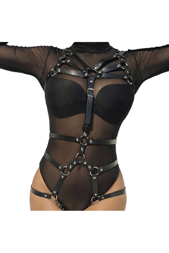 SUBBLIME - PETTORINA CINGHIE REGOLABILI IN PELLE NERO TAGLIA UNICA