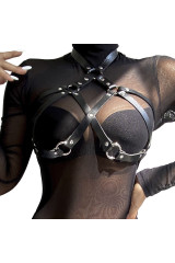 SUBBLIME - PETTORINA IN PELLE NERA TAGLIA UNICA