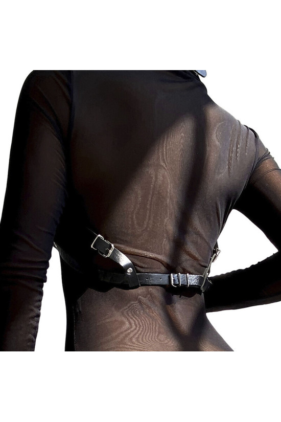 SUBBLIME - PETTORINA IN PELLE NERA TAGLIA UNICA