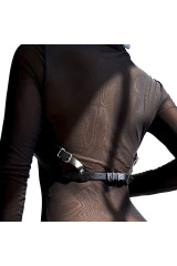 SUBBLIME - PETTORINA IN PELLE NERA TAGLIA UNICA