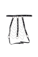 SUBBLIME - PETTORALE CATENE IN PELLE NERA TAGLIA UNICA