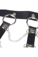 SUBBLIME - PETTORALE CATENE IN PELLE NERA TAGLIA UNICA