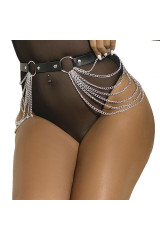 SUBBLIME - CINTURA CON CATENA IN PELLE NERA TAGLIA UNICA