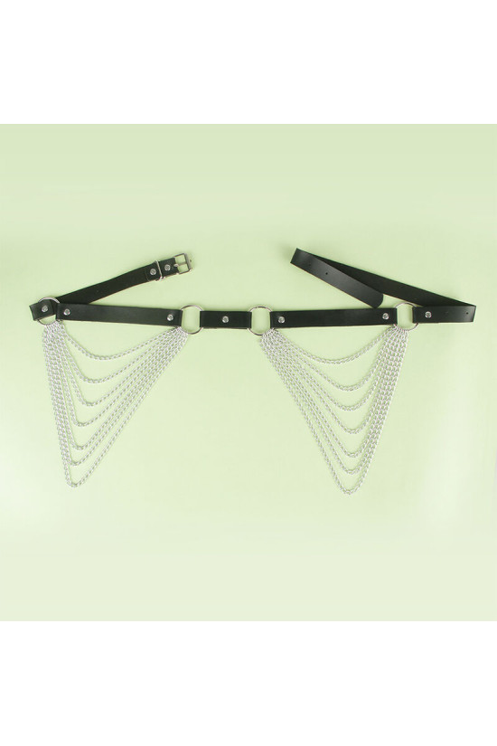 SUBBLIME - CINTURA CON CATENA IN PELLE NERA TAGLIA UNICA