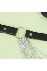 SUBBLIME - CINTURA CON CATENA IN PELLE NERA TAGLIA UNICA