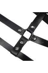 SUBBLIME - PETTORINA CON ANELLO IN PELLE NERA TAGLIA UNICA