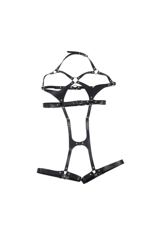 SUBBLIME - IMBRACATURA COMPLETA CON FIBBIE IN PELLE NERA TAGLIA UNICA