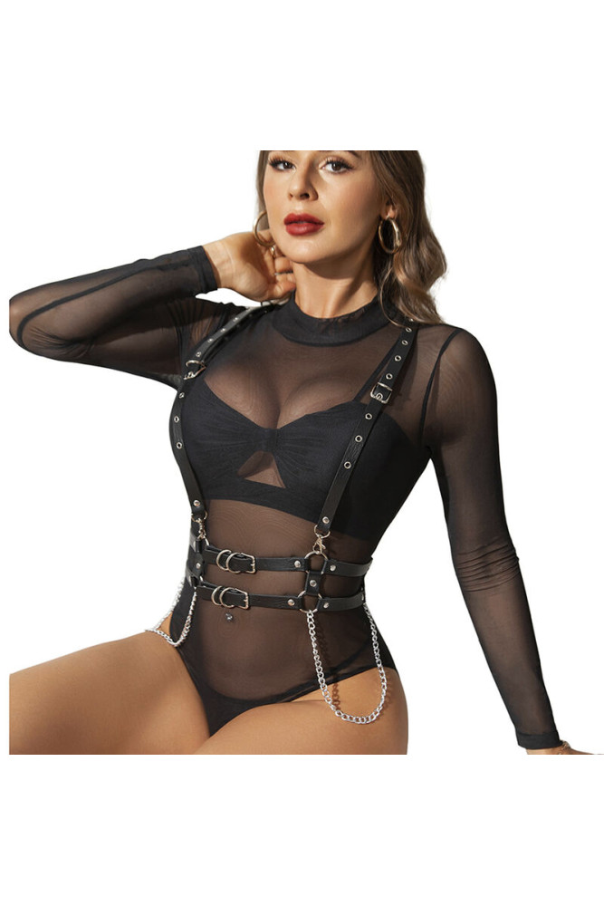 SUBBLIME - PETTORINA CON CINGHIE E CATENA DETTAGLI TAGLIA UNICA