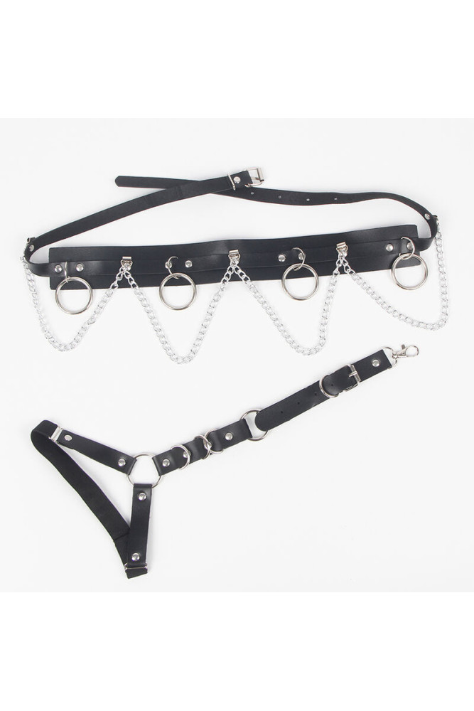 SUBBLIME - PETTORINA CINTURA E REGGETTIERE CON ANELLI E CATENA DETTAGLIO TAGLIA UNICA