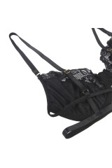 SUBBLIME - SET 3 PEZZI REGGISENO + PERIZOMA + REGGISENO IN PIZZO NERO S/M