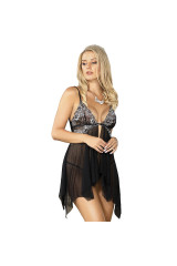 SUBBLIME - BABYDOLL IN TESSUTO TULLE PIZZO SUL PETTO L/XL