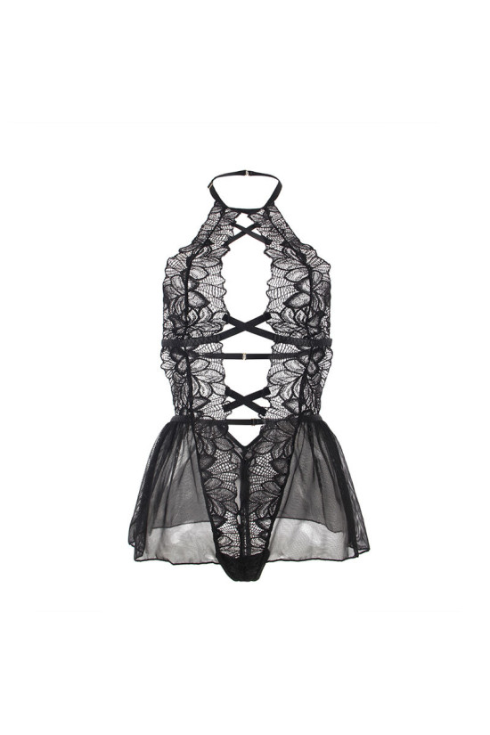 SUBBLIME - TEDDY HALTER COLLO SCHIENA NUDA PIZZO NERO S/M