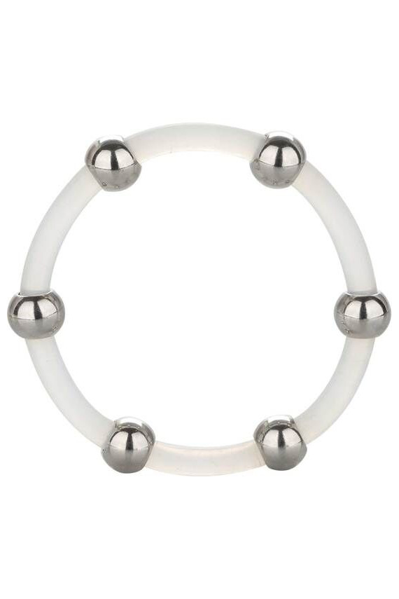 CALEXOTICS - ANELLO IN SILICONE CON PERLINE IN ACCIAIO XL