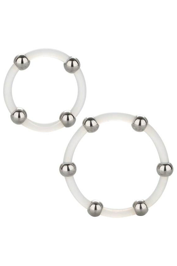 CALEXOTICS - SET DI ANELLI IN SILICONE CON PERLINE IN ACCIAIO