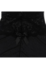 SUBBLIME - BABYDOLL TULLE CON DETTAGLI PIZZO E FIORI NERO L/XL
