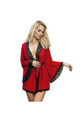 SUBBLIME - VESTAGLIA IN TESSUTO TRASPARENTE CON DETTAGLI IN PIZZO ROSSO L/XL