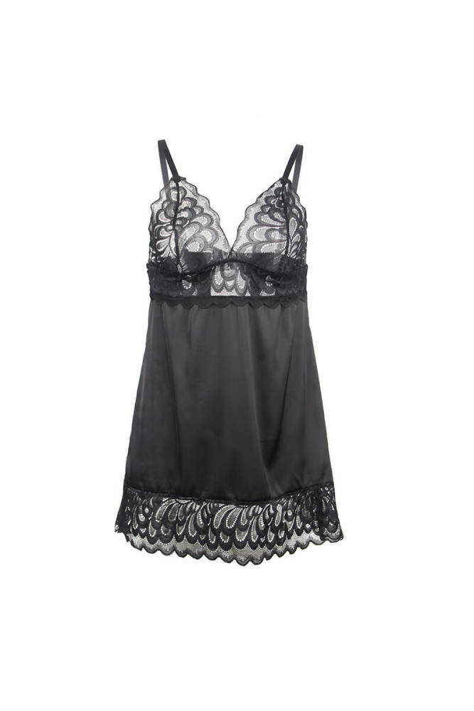 SUBBLIME - BABYDOLL CON PETTO STAMPA FLOREALE NERO S/M