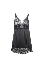 SUBBLIME - BABYDOLL CON PETTO STAMPA FLOREALE NERO S/M