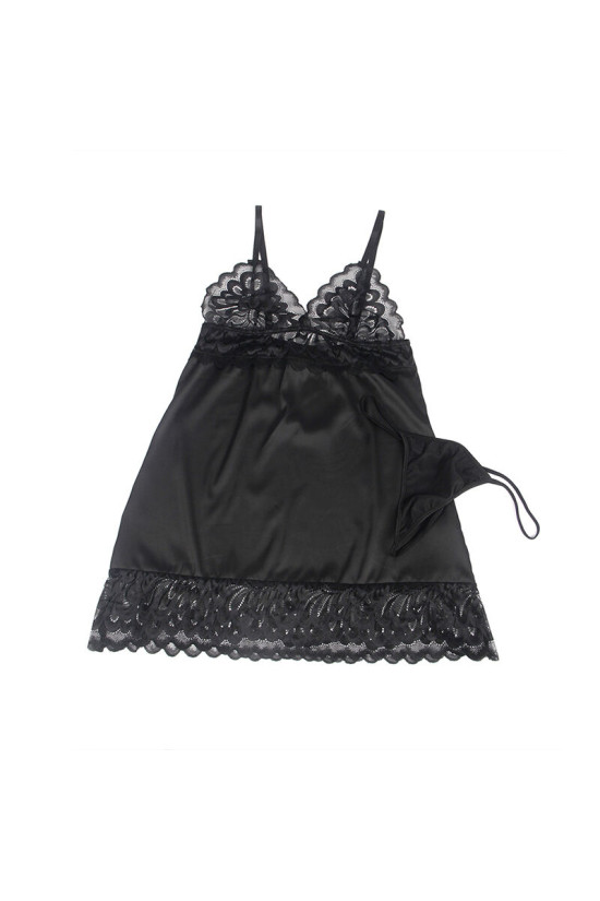 SUBBLIME - BABYDOLL CON PETTO STAMPA FLOREALE NERO S/M