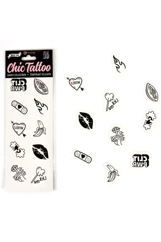 SECRET PLAY - SET DI 10 TATUAGGI TEMPORANEI DELLA COLLEZIONE CANDY