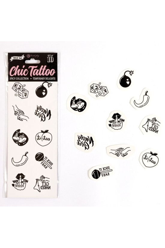 SECRET PLAY - SET DI 10 TATUAGGI TEMPORANEI DELLA COLLEZIONE SPICY