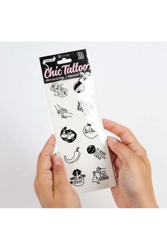 SECRET PLAY - SET DI 10 TATUAGGI TEMPORANEI DELLA COLLEZIONE SPICY