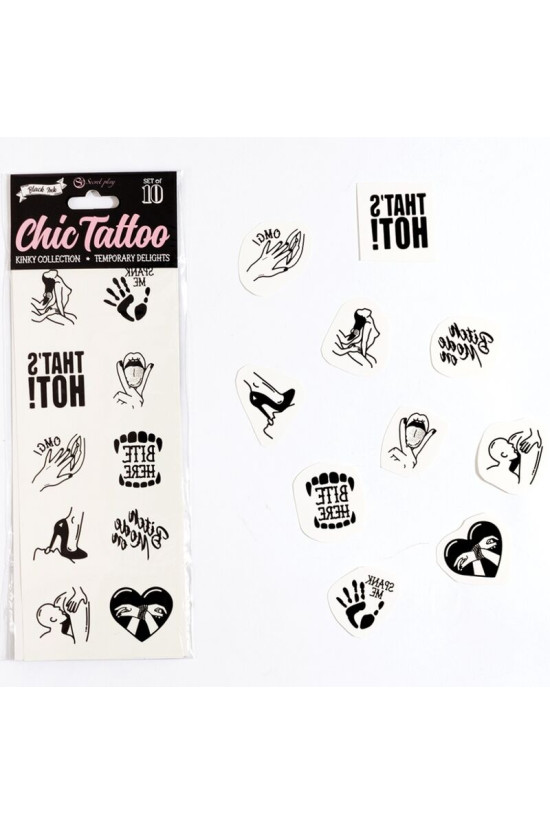 SECRET PLAY - SET DI 10 TATUAGGI TEMPORANEI COLLEZIONE KINKY