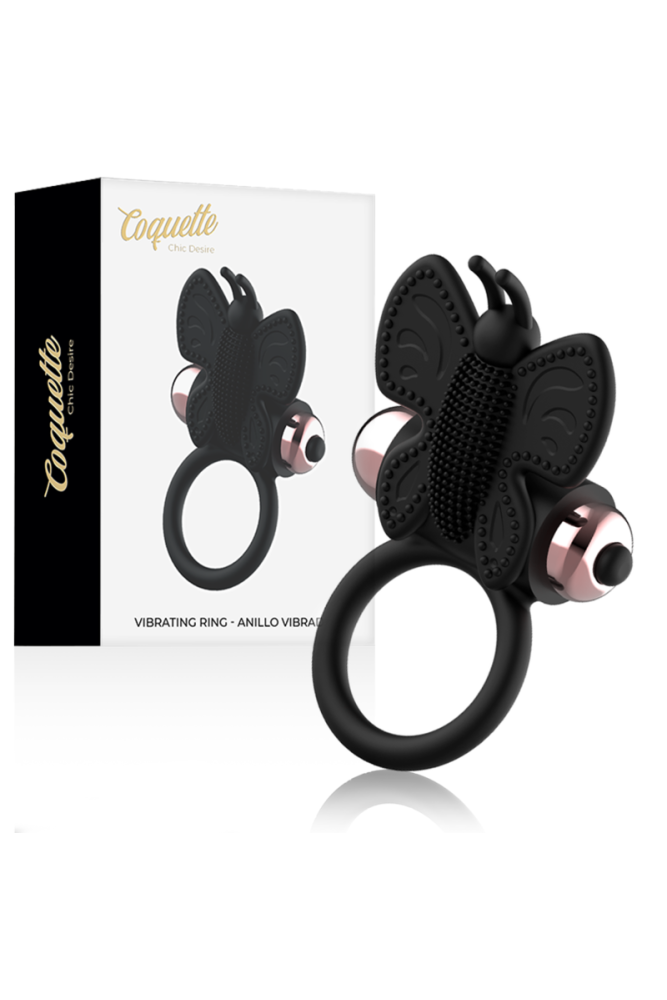 COQUETTE CHIC DESIRE - ANELLO CAZZO FARFALLA CON VIBRATORE NERO/ORO