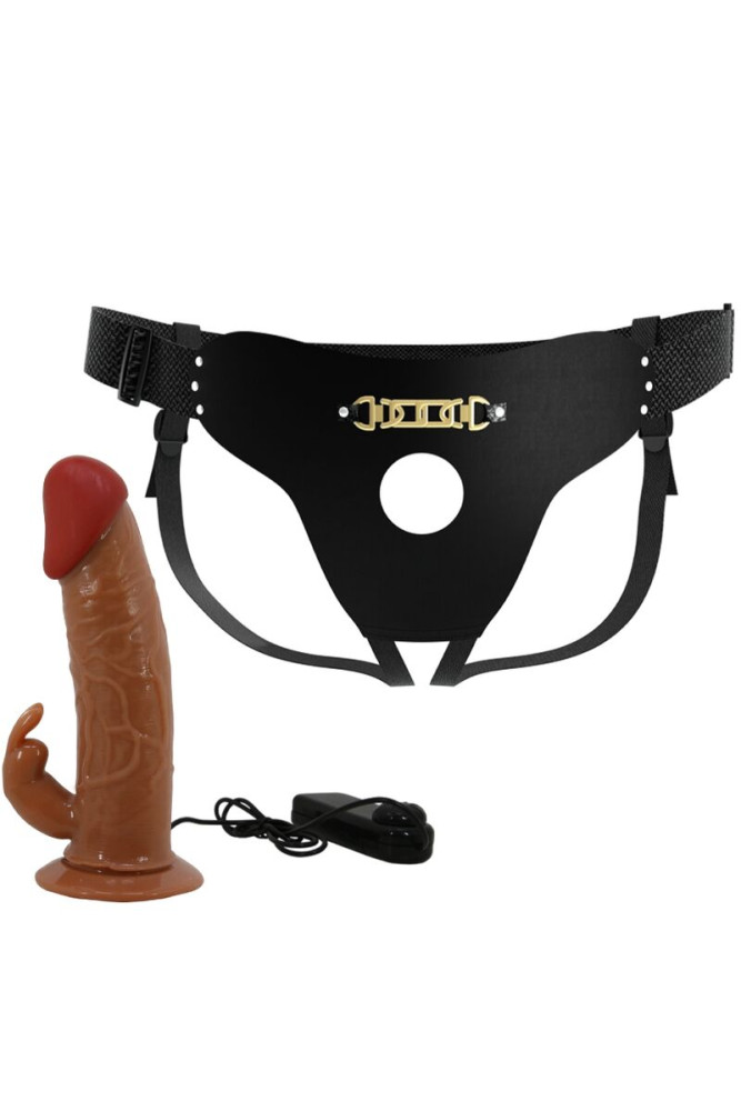 PRETTY LOVE - MARION HARNESS SLIP UNIVERSALE CON DILDO VIBRANTE 19 CM MARRONE