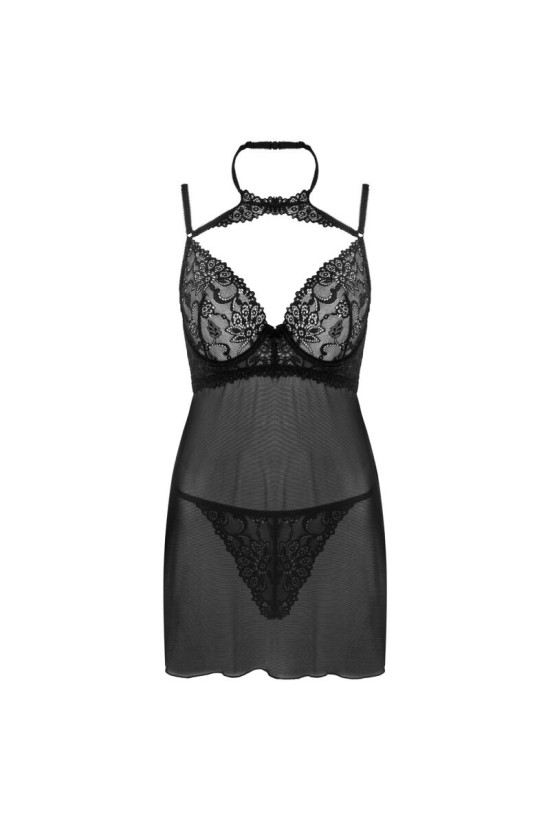 LIVCO CORSETTI FASHION - SET BINELLA BABYDOLL + PERIZOMA NERO