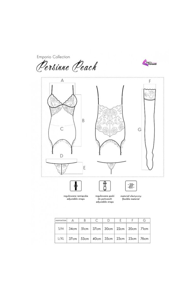 LIVCO CORSETTI FASHION - SET PERSINNE PESCA CORSETTO + SLIP + CALZE
