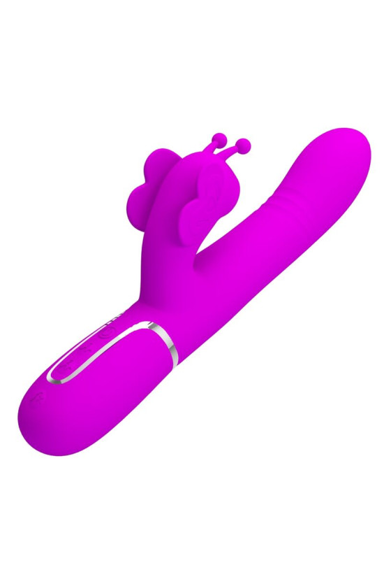 PRETTY LOVE - VIBRATORE MULTIFUNZIONE RABBIT 4 IN 1 FARFALLA FUCSIA