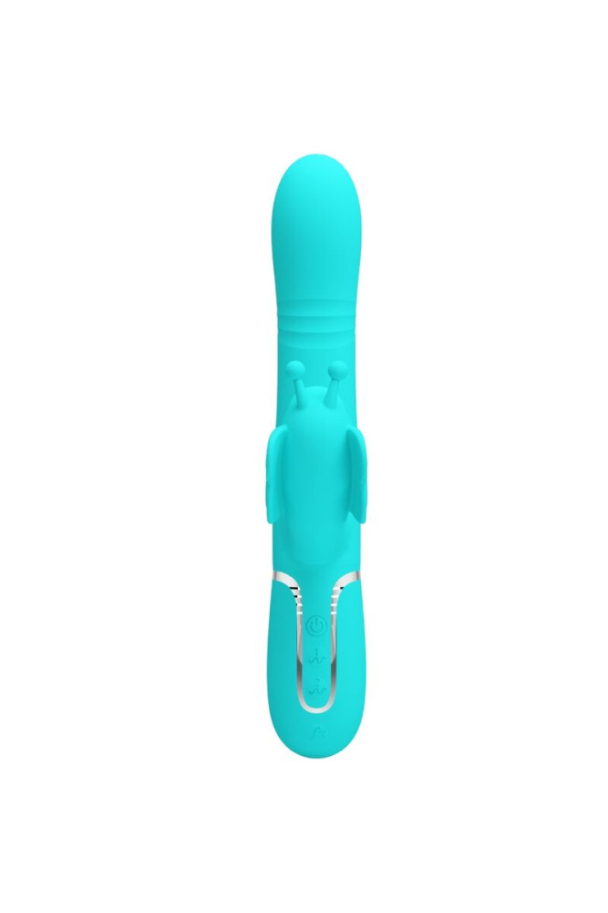 PRETTY LOVE - VIBRATORE MULTIFUNZIONE RABBIT 4 IN 1 FARFALLA VERDE ACQUA