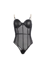 SUBBLIME - BODY CON BRETELLE A CATENA NERA S/M