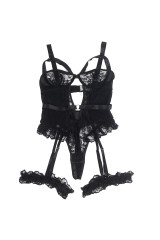 SUBBLIME - ORSACCHIOTTO CON GIARRETTIERA CON DETTAGLIO IN PIZZO E STRISCE NERO S/M