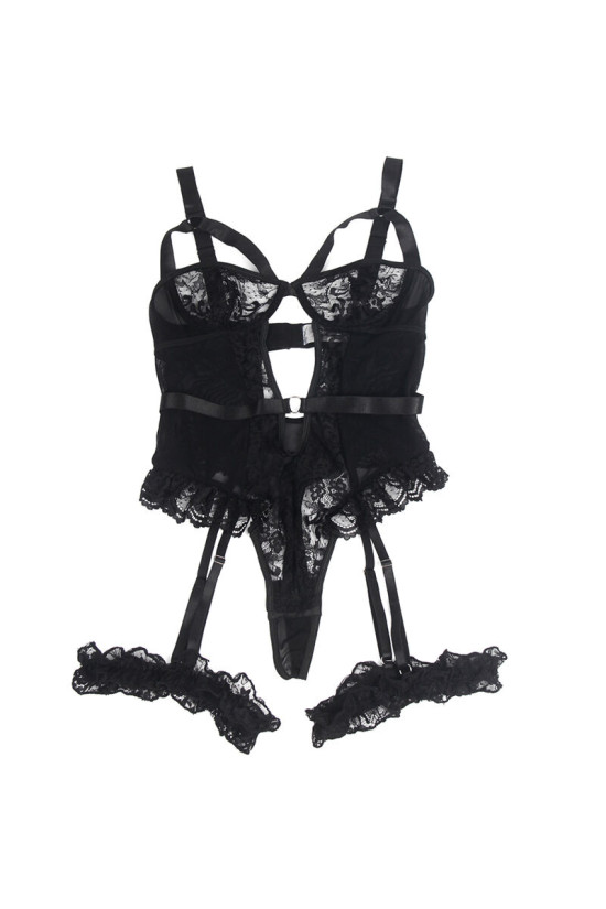 SUBBLIME - ORSACCHIOTTO CON GIARRETTIERA CON DETTAGLIO IN PIZZO E STRISCE NERO L/XL