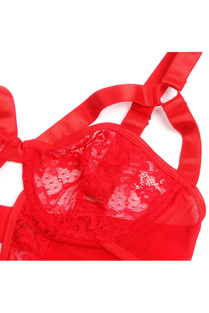 SUBBLIME - ORSACCHIOTTO CON GIARRETTIERA CON DETTAGLIO IN PIZZO E STRISCE ROSSE L/XL