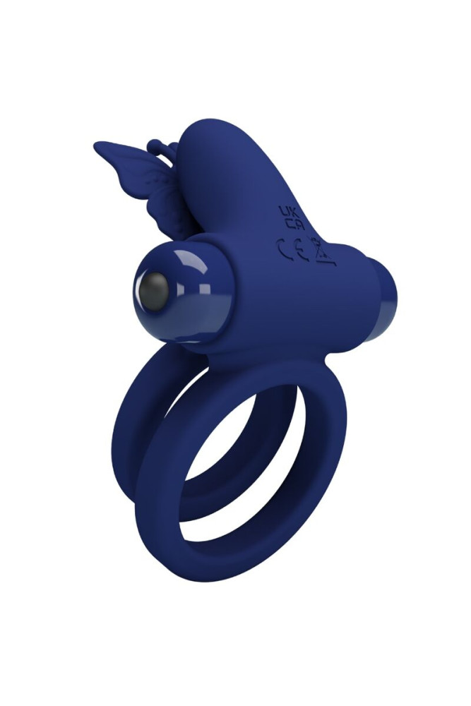 PRETTY LOVE - JAMELE DOPPIO ANELLO CON VIBRAZIONE E STIMOLATORE FARFALLA BLU