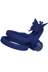 PRETTY LOVE - JAMELE DOPPIO ANELLO CON VIBRAZIONE E STIMOLATORE FARFALLA BLU