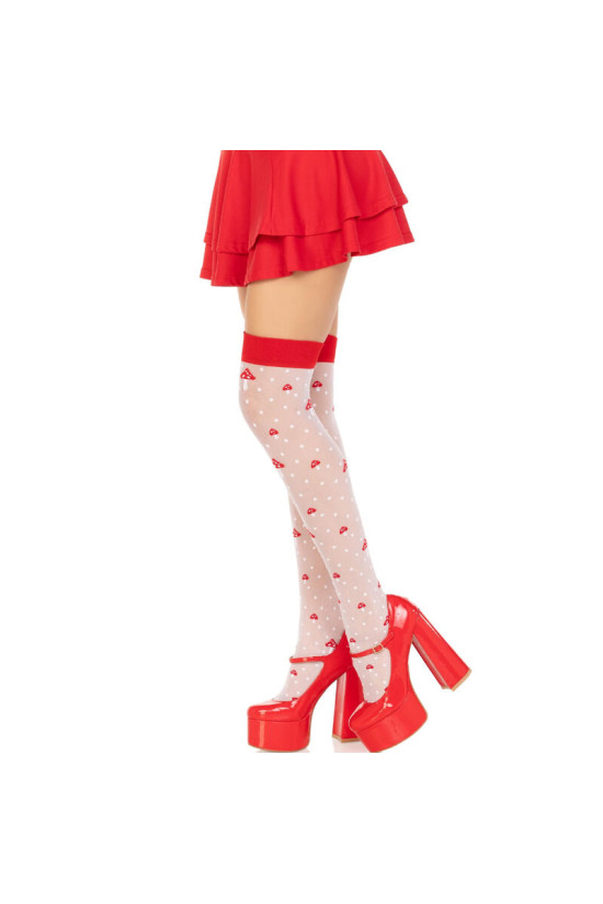 LEG AVENUE - CALZINI A FUNGO ROSSO/BIANCO